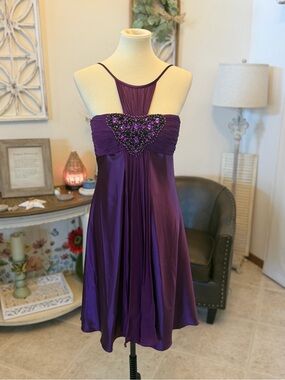 Feriani Couture semi formal dress size 10 eggplant purple w/matching wrap